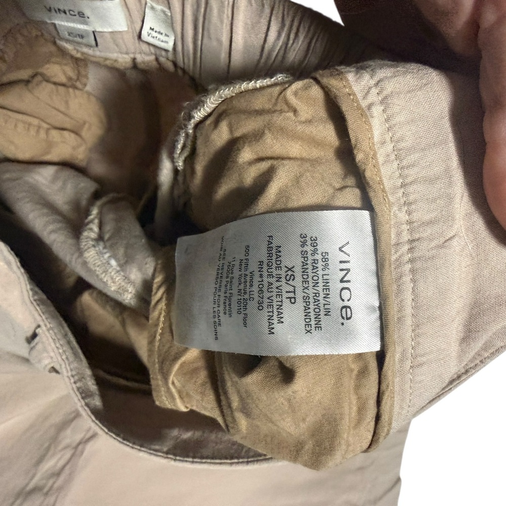 Vince Pleated Women's Trousers Pants Linen Blend XS TALL - Picture 4 of 8